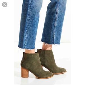 Olive Green Suede Booties